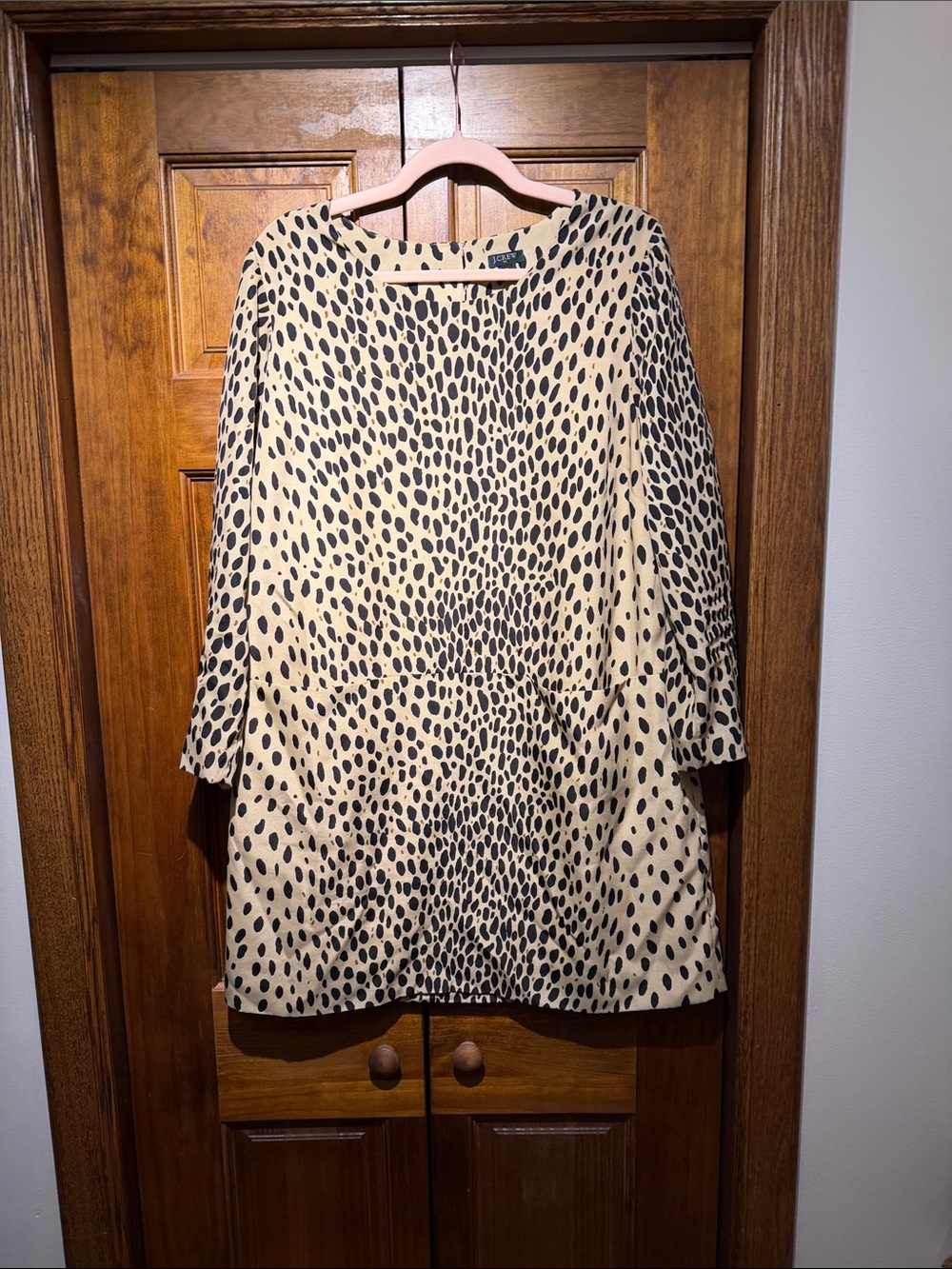 J. Crew Tan and Black Spotted Tunic